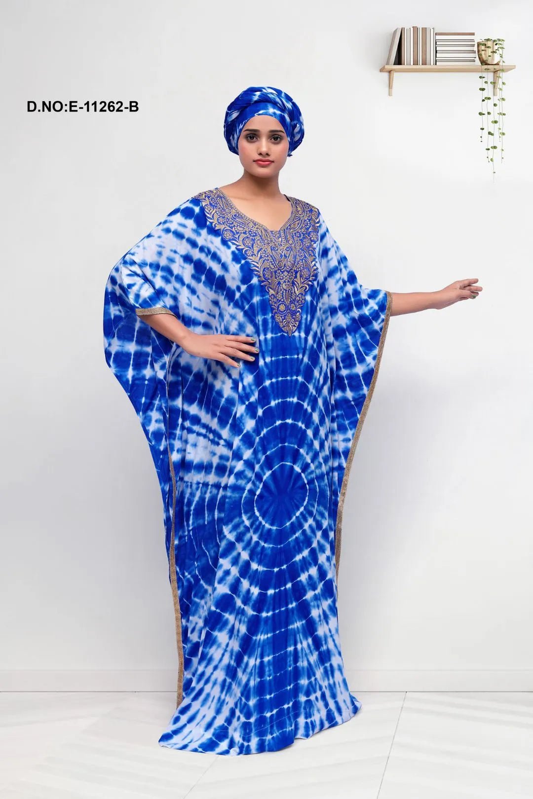 Fuchsia Tie-Dye Embroidered Kaftan Maxi Dress for Women - غاجي والا إكسبورت Gajiwala Export