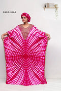 Fuchsia Tie-Dye Embroidered Kaftan Maxi Dress for Women - غاجي والا إكسبورت Gajiwala Export