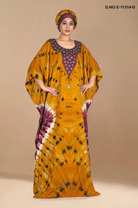 Kaftan For Women Rayon Hand Printed Long Kaftan