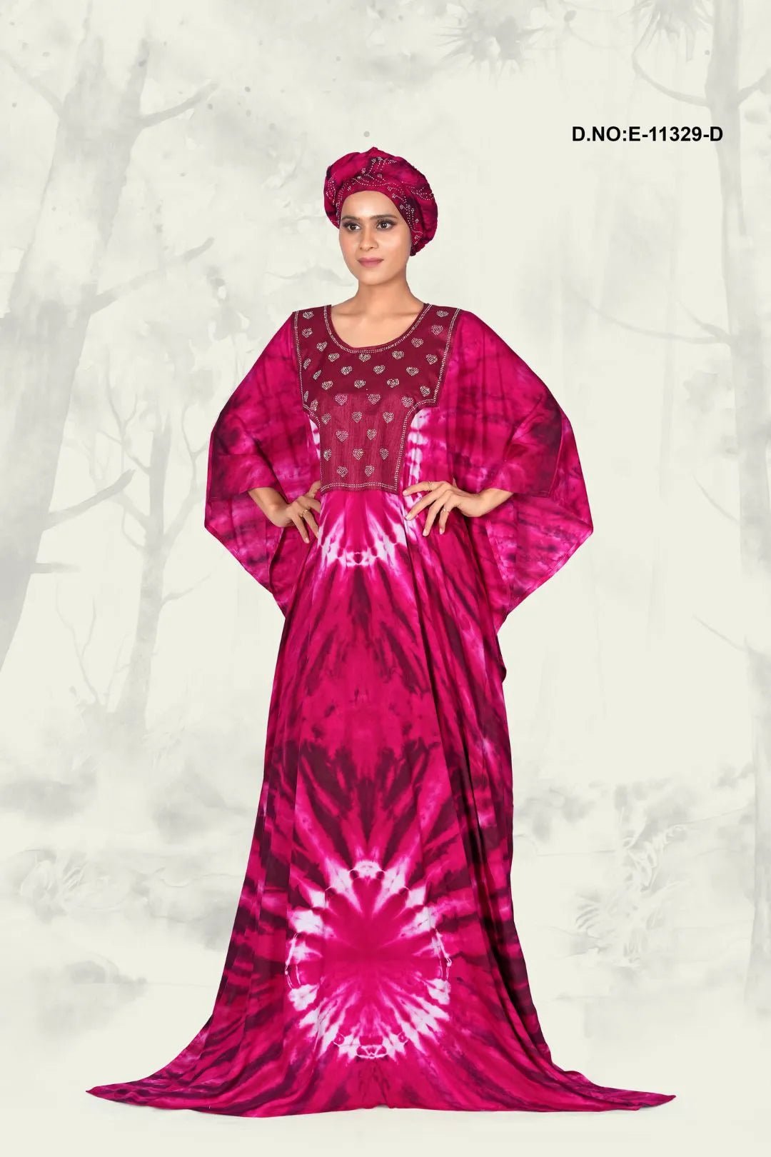 Farasha Gown with Azure Tie - Dye Motif Art - غاجي والا إكسبورت Gajiwala Export
