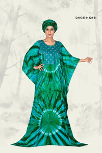 Farasha Gown with Azure Tie - Dye Motif Art - غاجي والا إكسبورت Gajiwala Export