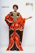 Farasha Gown with Bold Tie - Dye and Gold Yoke - غاجي والا إكسبورت Gajiwala Export