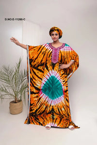 Farasha Gown with Centralized Tie - Dye Motif - غاجي والا إكسبورت Gajiwala Export