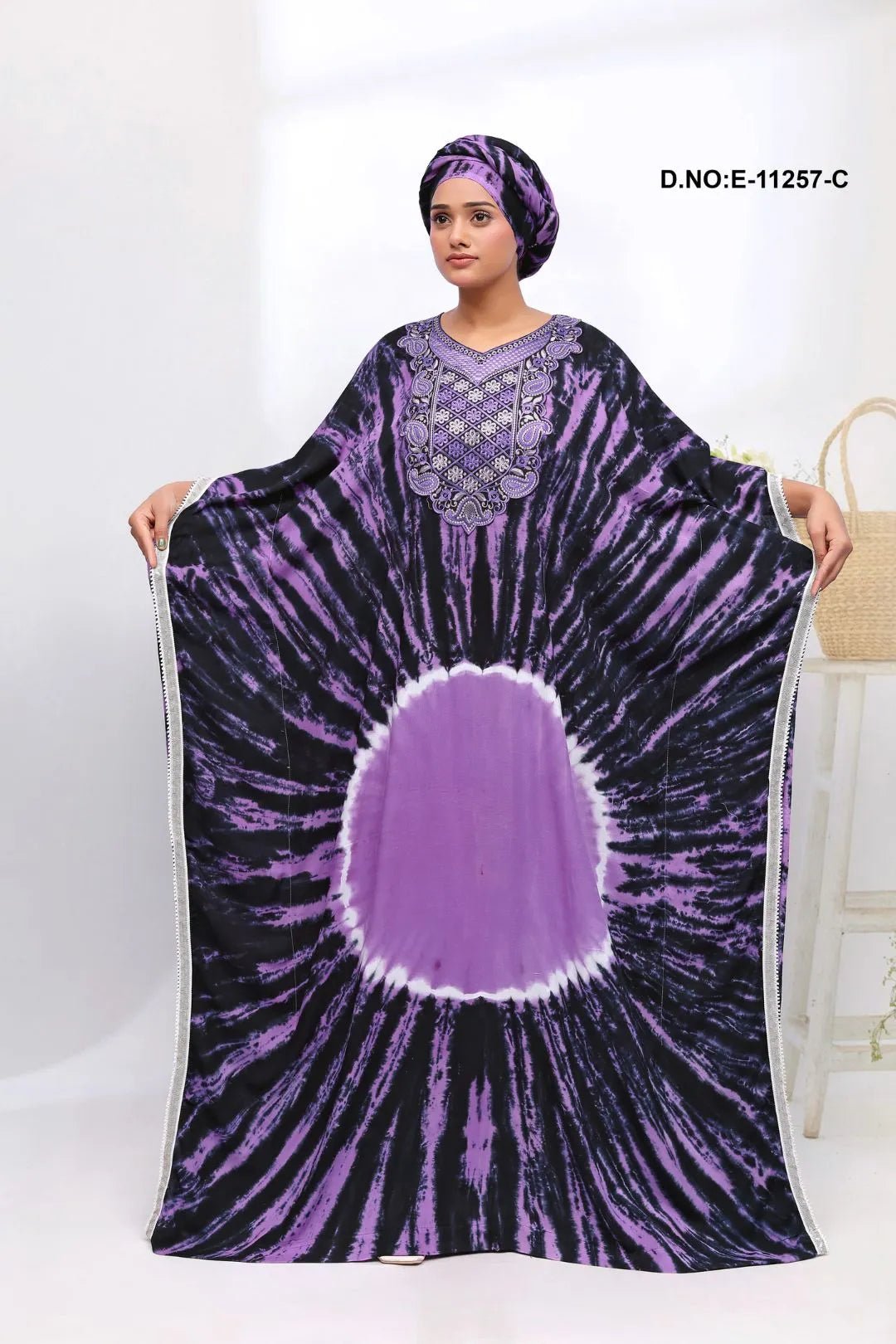Farasha Gown with Silver Beaded Yoke Detail - غاجي والا إكسبورت Gajiwala Export