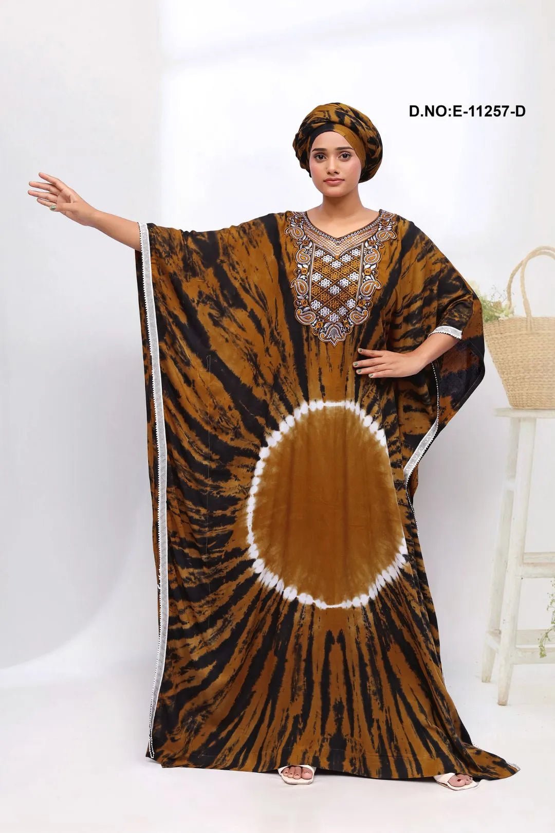 Farasha Gown with Silver Beaded Yoke Detail - غاجي والا إكسبورت Gajiwala Export