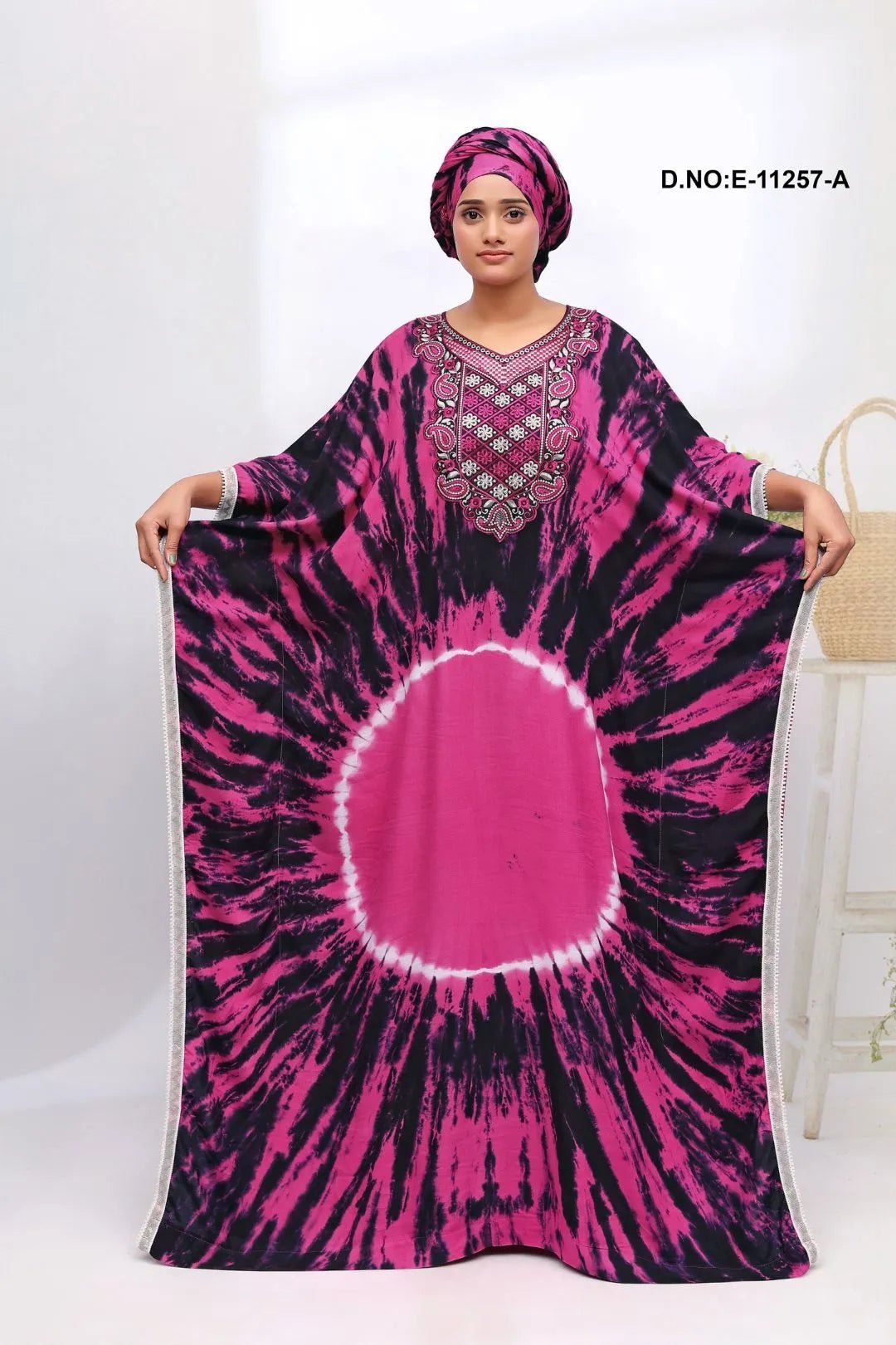 Farasha Gown with Silver Beaded Yoke Detail - غاجي والا إكسبورت Gajiwala Export