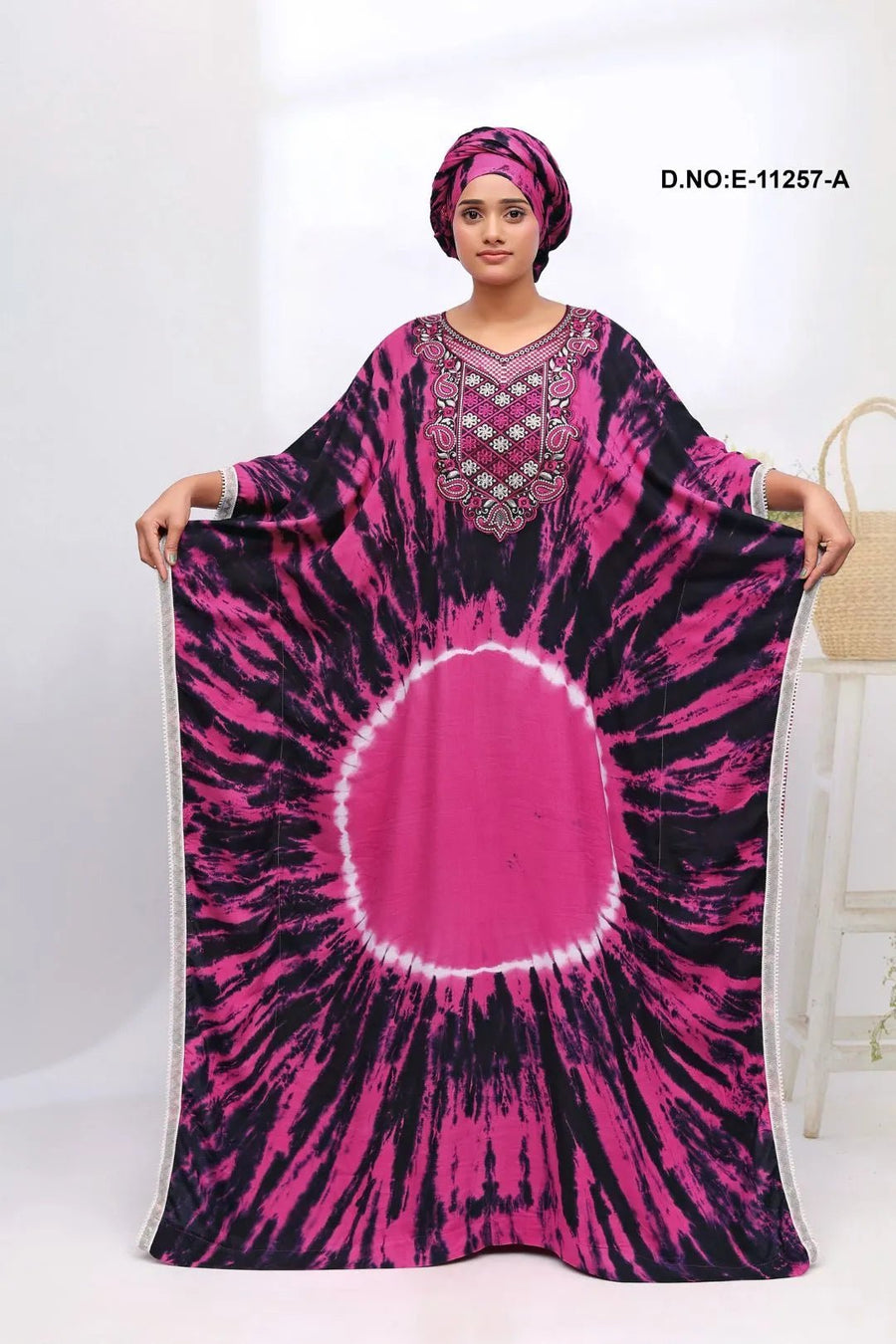 Farasha Gown with Silver Beaded Yoke Detail - غاجي والا إكسبورت Gajiwala Export