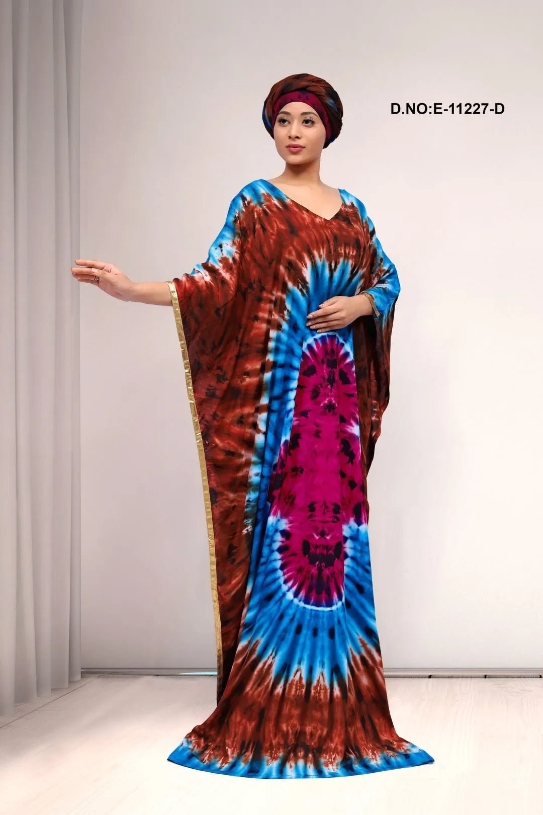 Farasha Gown with Symmetrical Hand Tie - Dye - غاجي والا إكسبورت Gajiwala Export