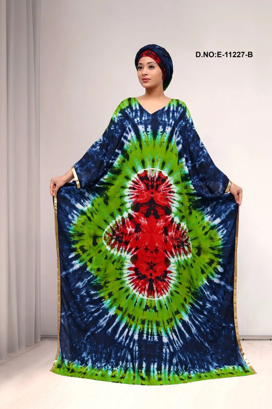 Farasha Gown with Symmetrical Hand Tie - Dye - غاجي والا إكسبورت Gajiwala Export