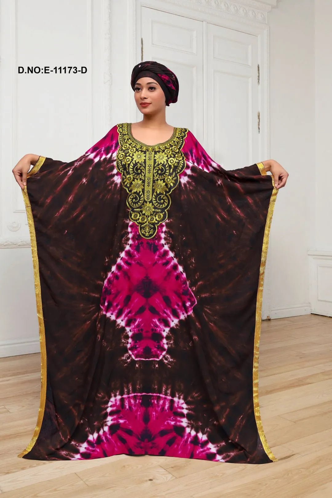 Farasha Gown with Tie - Dye and Embroidery - غاجي والا إكسبورت Gajiwala Export