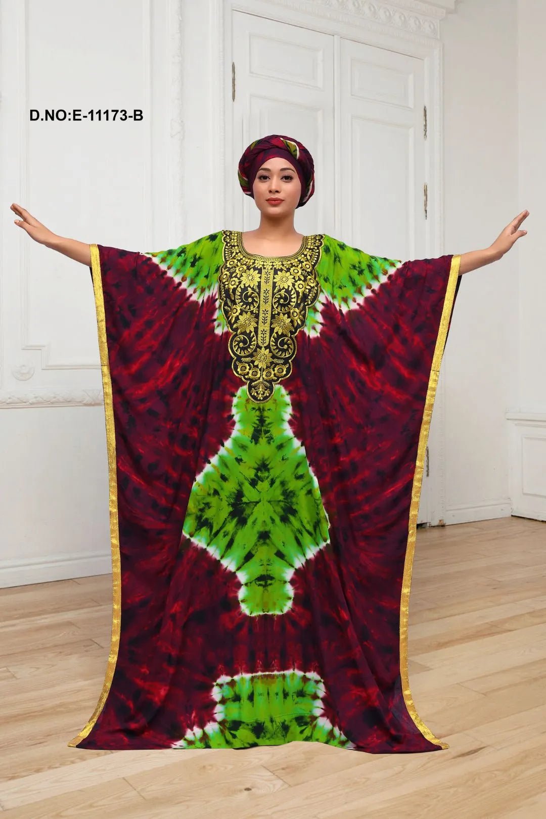 Farasha Gown with Tie - Dye and Embroidery - غاجي والا إكسبورت Gajiwala Export