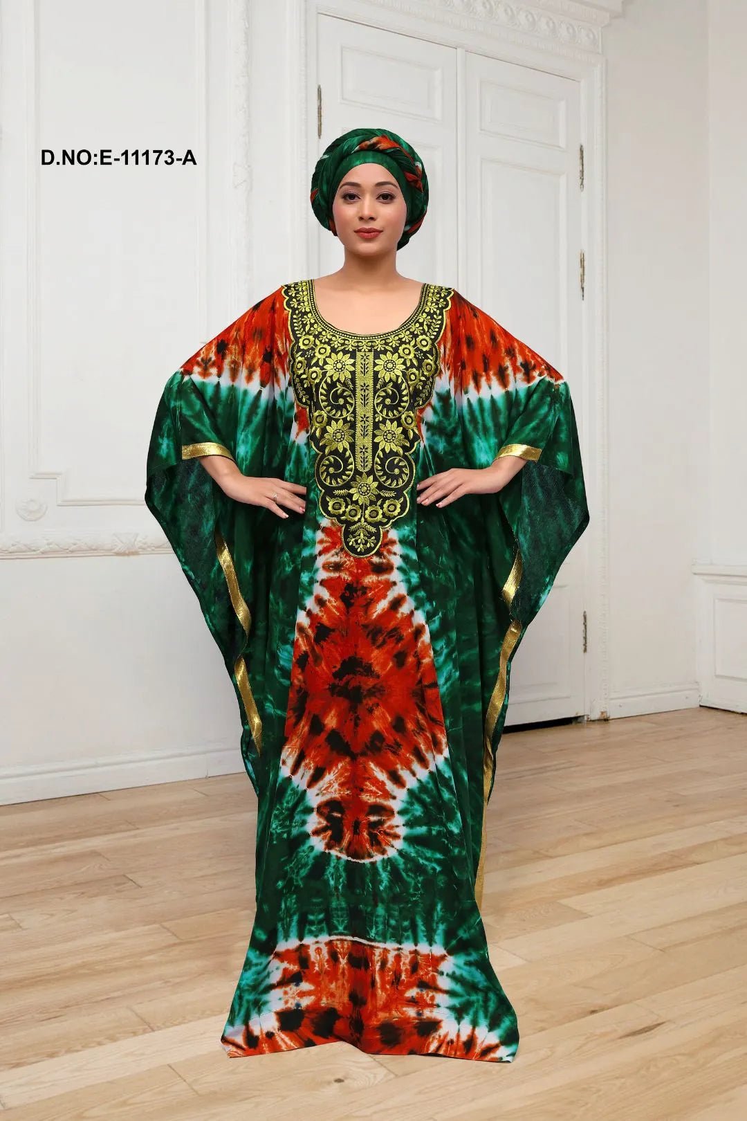 Farasha Gown with Tie - Dye and Embroidery - غاجي والا إكسبورت Gajiwala Export