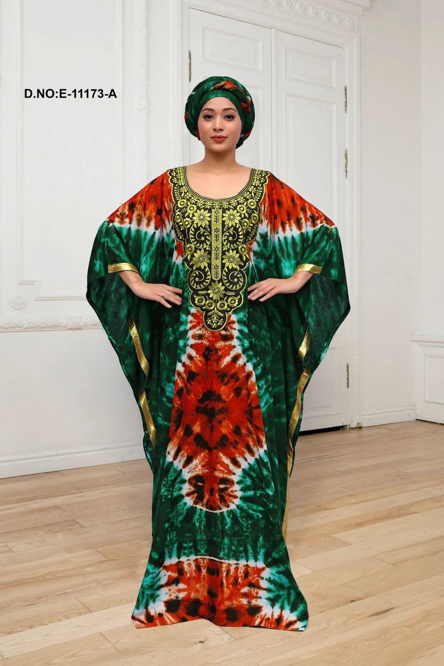 Farasha Gown with Tie - Dye and Embroidery - غاجي والا إكسبورت Gajiwala Export