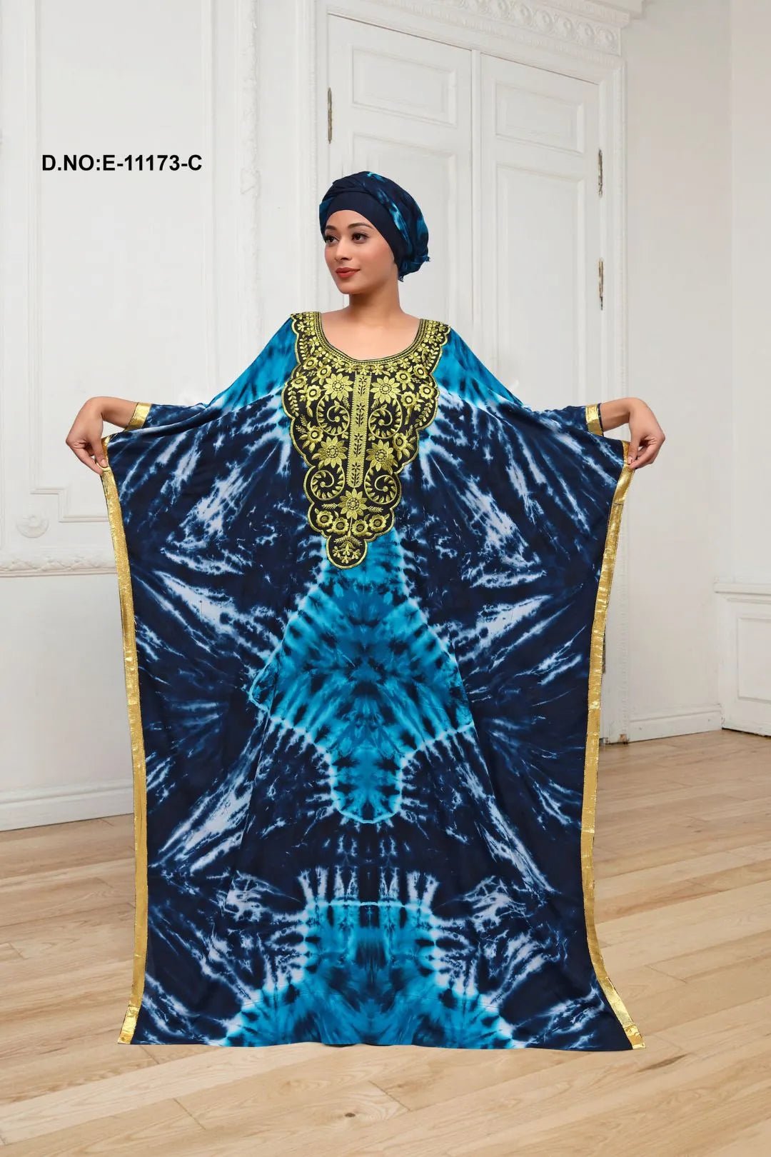 Farasha Gown with Tie - Dye and Embroidery - غاجي والا إكسبورت Gajiwala Export