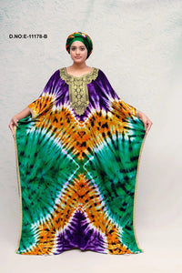 Farasha Gown with Tie - Dye and Embroiered Yoke - غاجي والا إكسبورت Gajiwala Export