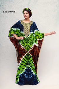 Farasha Gown with Tie - Dye and Embroiered Yoke - غاجي والا إكسبورت Gajiwala Export