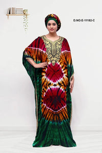 Farasha Gown with Tie - Dye and Gold Embroidery - غاجي والا إكسبورت Gajiwala Export