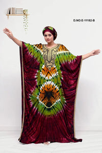 Farasha Gown with Tie - Dye and Gold Embroidery - غاجي والا إكسبورت Gajiwala Export