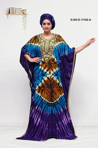 Farasha Gown with Tie - Dye and Gold Embroidery - غاجي والا إكسبورت Gajiwala Export