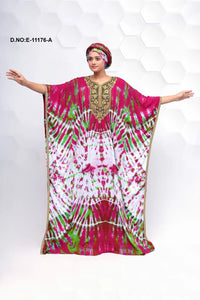 Farasha Gown with Tie - Dye and Gold Yoke - غاجي والا إكسبورت Gajiwala Export