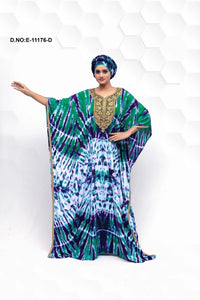 Farasha Gown with Tie - Dye and Gold Yoke - غاجي والا إكسبورت Gajiwala Export