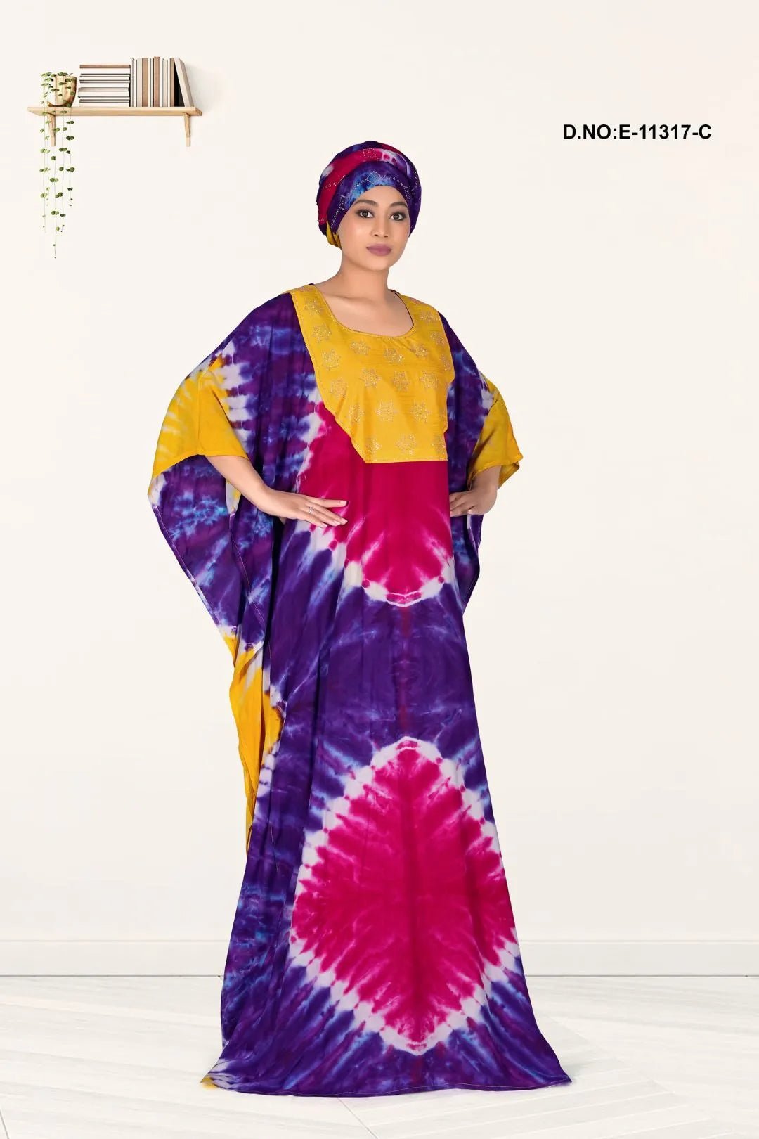 Farasha Gown with Yoke and Bright Stripe Art - غاجي والا إكسبورت Gajiwala Export