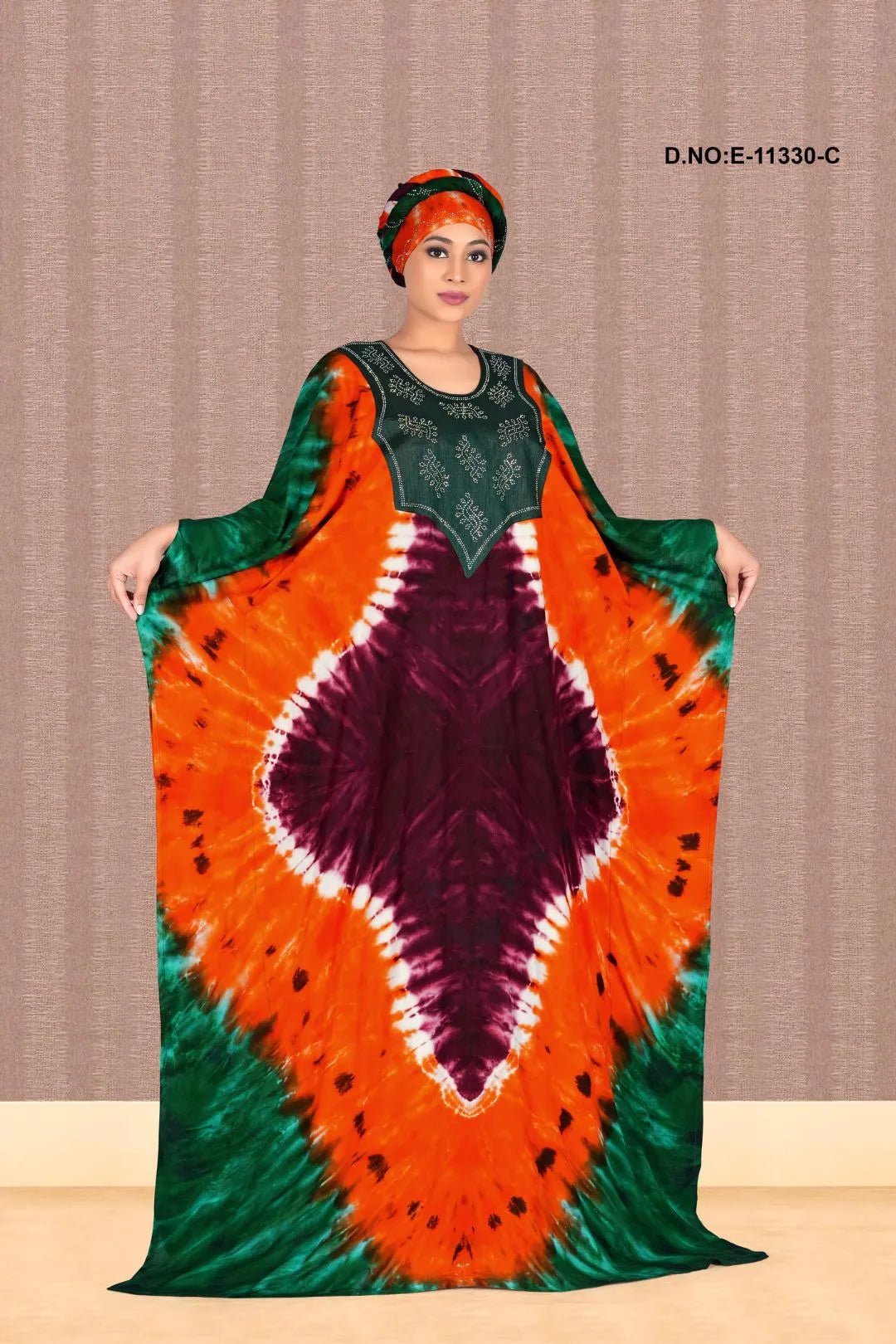 Farasha Kaftan Gown with Azure and Diamond Art - غاجي والا إكسبورت Gajiwala Export