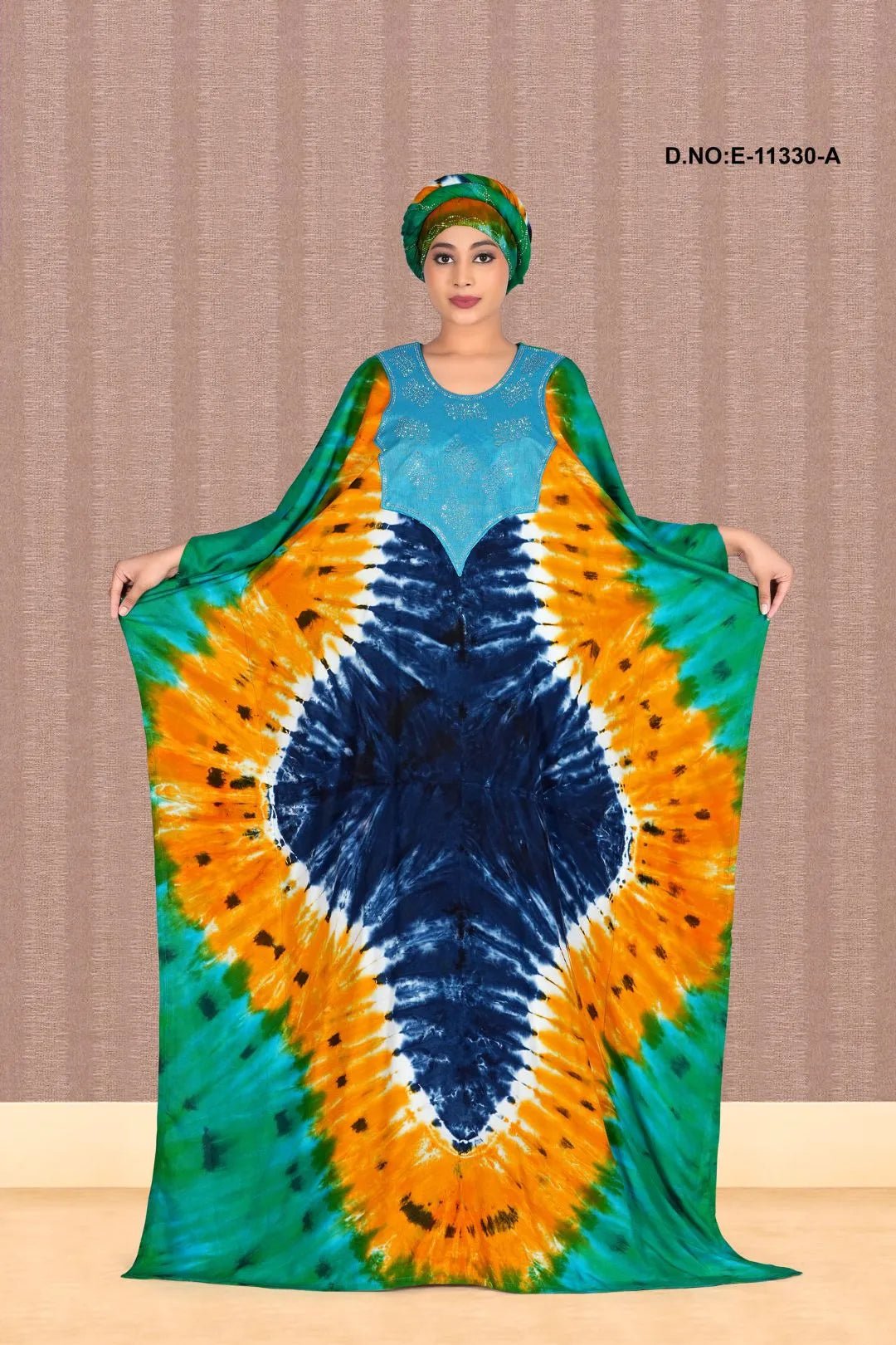 Farasha Kaftan Gown with Azure and Diamond Art - غاجي والا إكسبورت Gajiwala Export