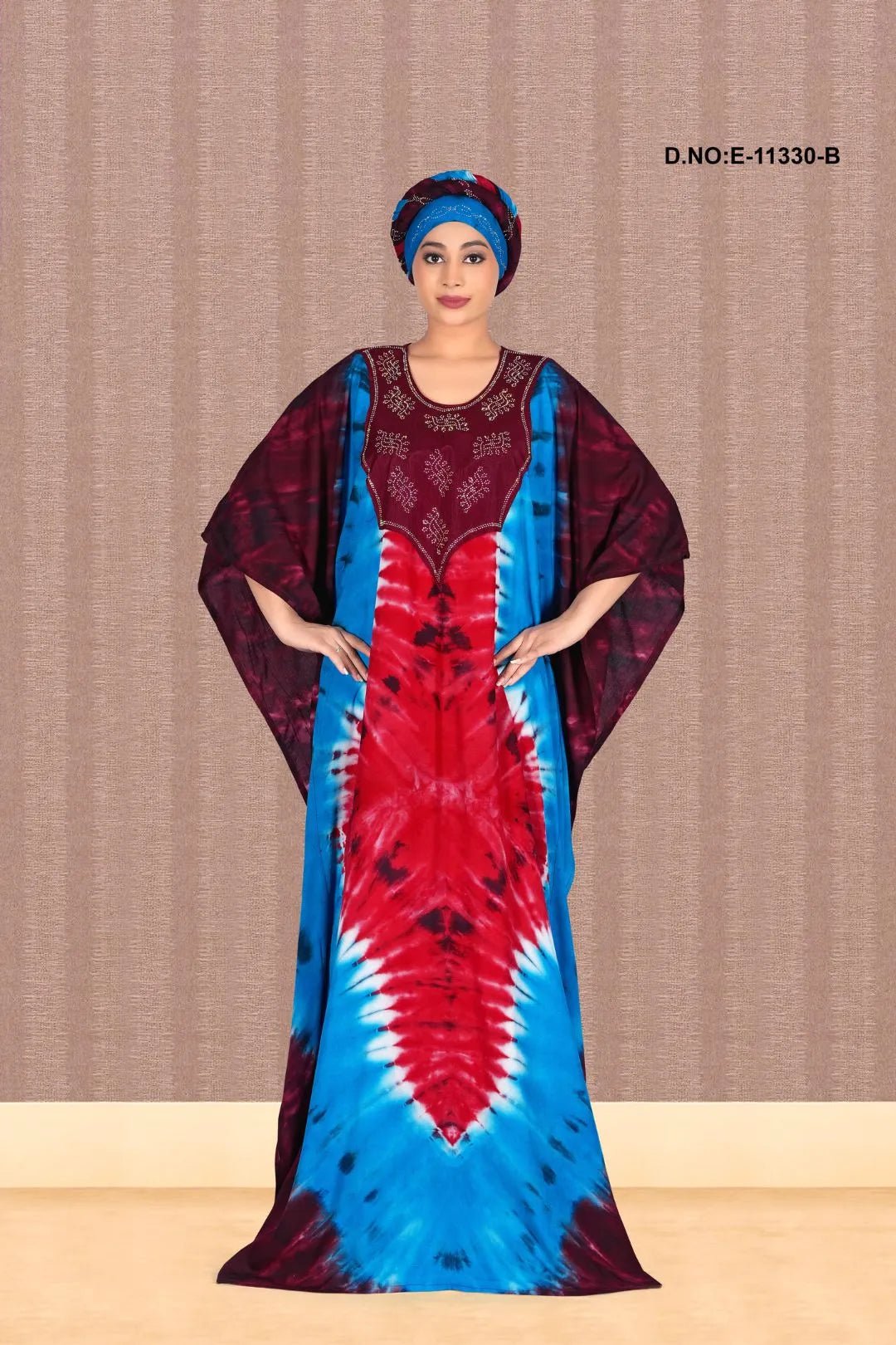 Farasha Kaftan Gown with Azure and Diamond Art - غاجي والا إكسبورت Gajiwala Export
