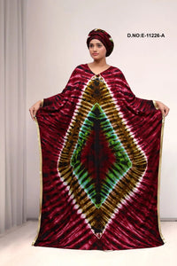 Farasha Kaftan Gown with Bold Diamond Tie - Dye - غاجي والا إكسبورت Gajiwala Export