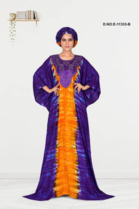 Farasha Kaftan Gown with Embroidered Stripe Art - غاجي والا إكسبورت Gajiwala Export