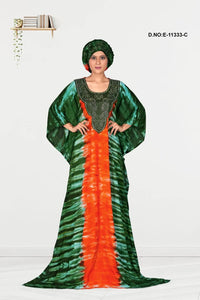 Farasha Kaftan Gown with Embroidered Stripe Art - غاجي والا إكسبورت Gajiwala Export