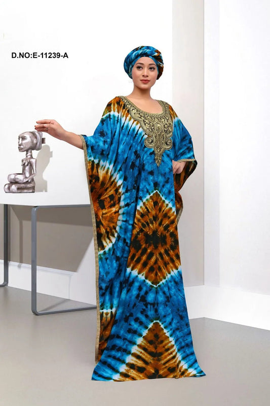 Farasha Kaftan Gown with Embroidery Yoke - غاجي والا إكسبورت Gajiwala Export