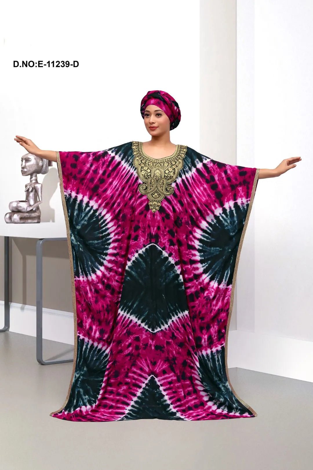 Farasha Kaftan Gown with Embroidery Yoke - غاجي والا إكسبورت Gajiwala Export