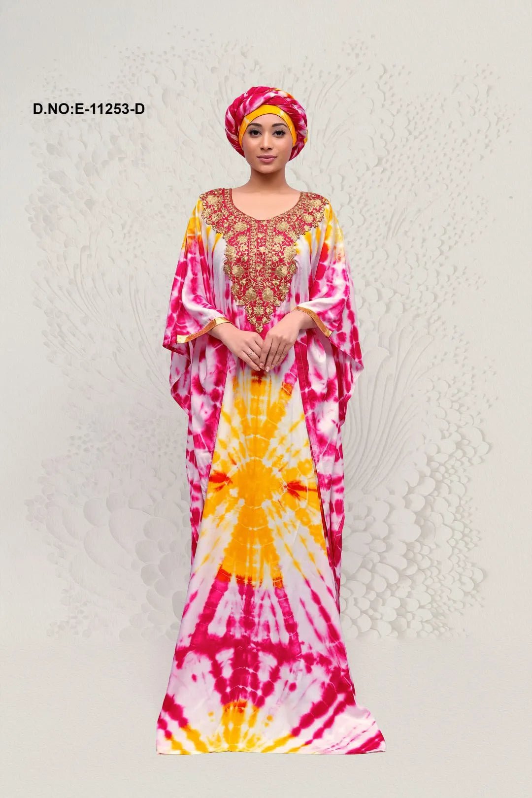 Farasha Kaftan Gown with Gold Embroidered Yoke - غاجي والا إكسبورت Gajiwala Export