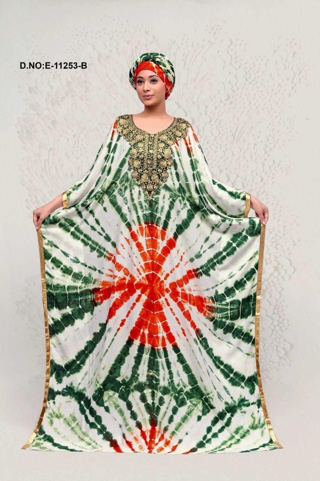 Farasha Kaftan Gown with Gold Embroidered Yoke - غاجي والا إكسبورت Gajiwala Export