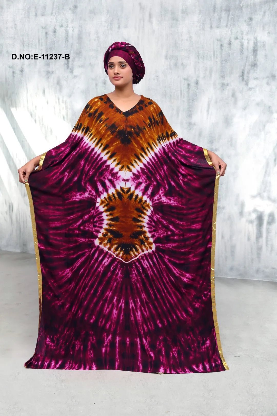 Farasha Kaftan Gown with Graphic Print For Women - غاجي والا إكسبورت Gajiwala Export