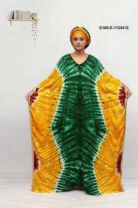 Farasha Kaftan Gown with Graphic Tie - Dye - غاجي والا إكسبورت Gajiwala Export