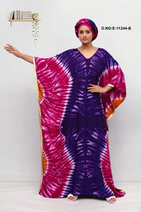Farasha Kaftan Gown with Graphic Tie - Dye - غاجي والا إكسبورت Gajiwala Export