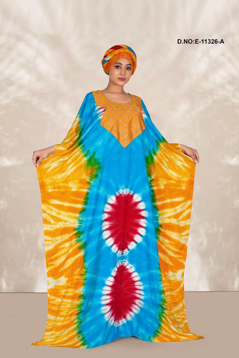 Farasha Kaftan Gown with Silver - Beaded Yoke - غاجي والا إكسبورت Gajiwala Export