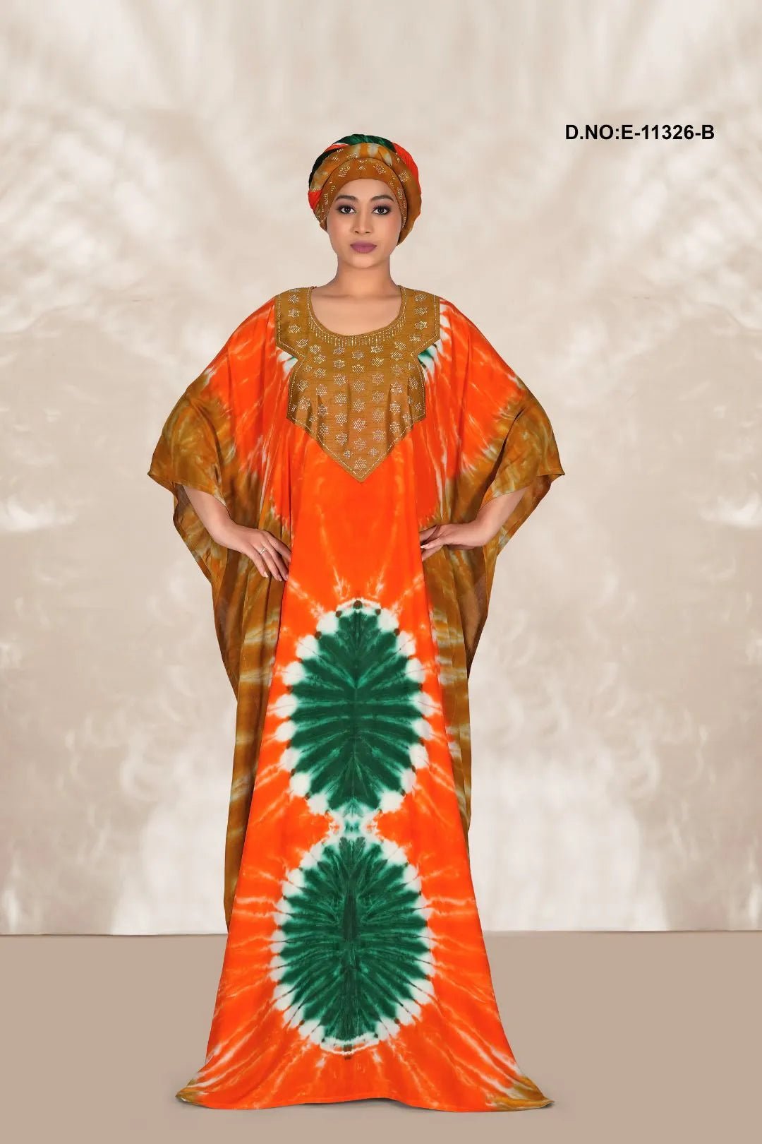 Farasha Kaftan Gown with Silver - Beaded Yoke - غاجي والا إكسبورت Gajiwala Export