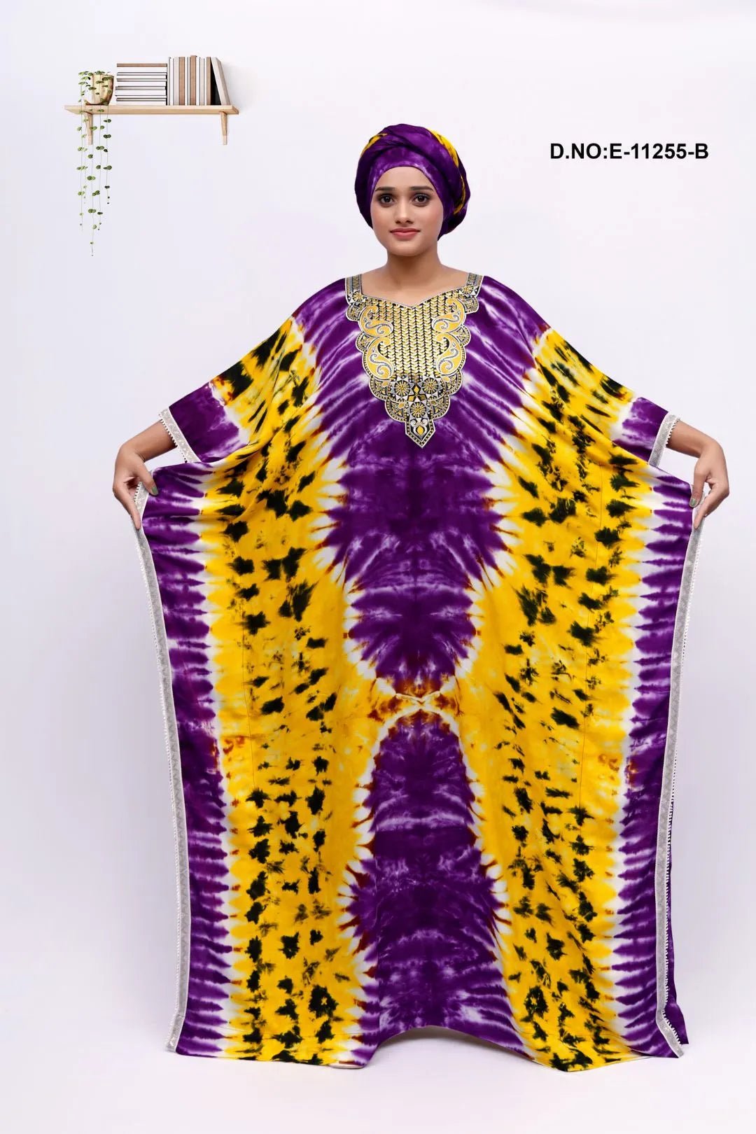 Farasha Kaftan Gown with White Beaded Yoke - غاجي والا إكسبورت Gajiwala Export