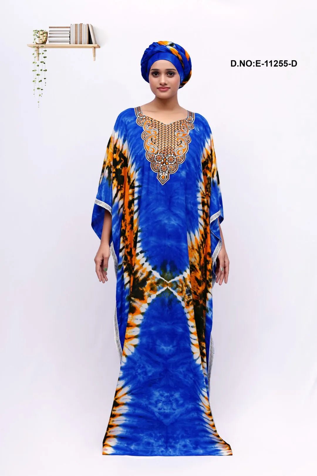 Farasha Kaftan Gown with White Beaded Yoke - غاجي والا إكسبورت Gajiwala Export