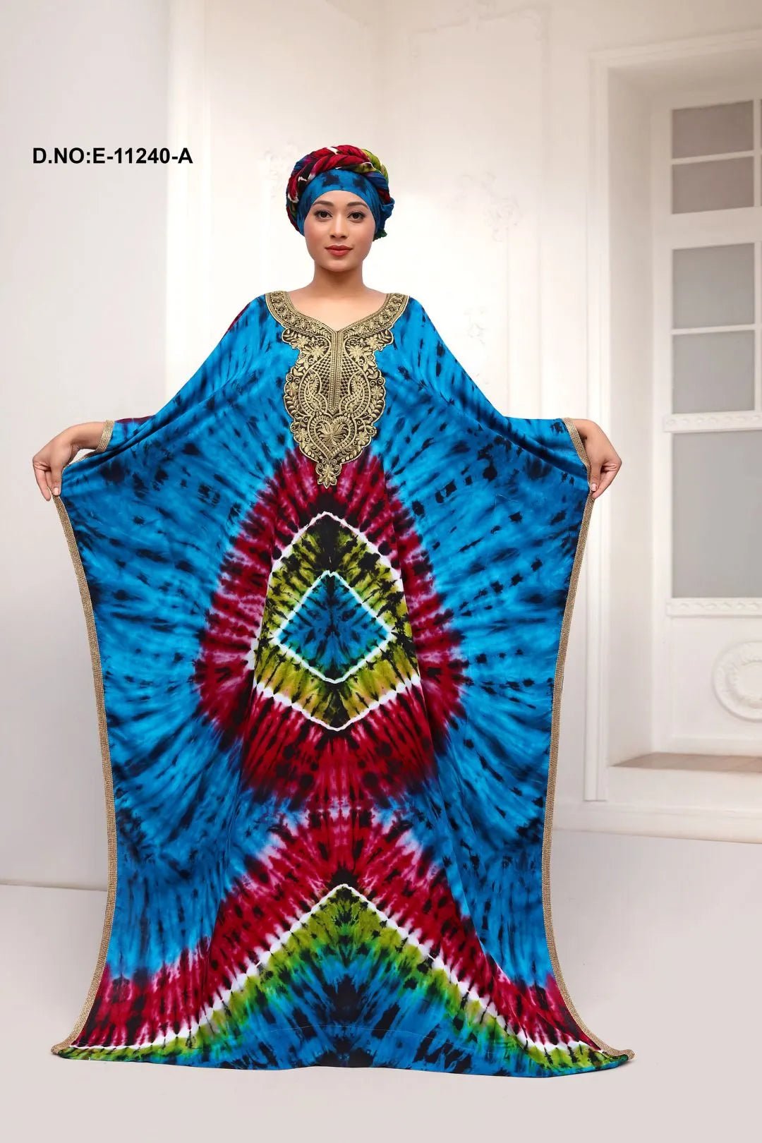 Farasha Kaftan with Gold Embroidery Yoke - غاجي والا إكسبورت Gajiwala Export