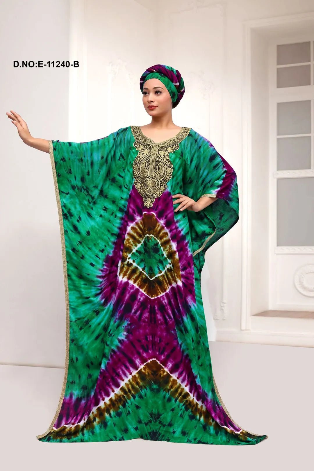 Farasha Kaftan with Gold Embroidery Yoke - غاجي والا إكسبورت Gajiwala Export