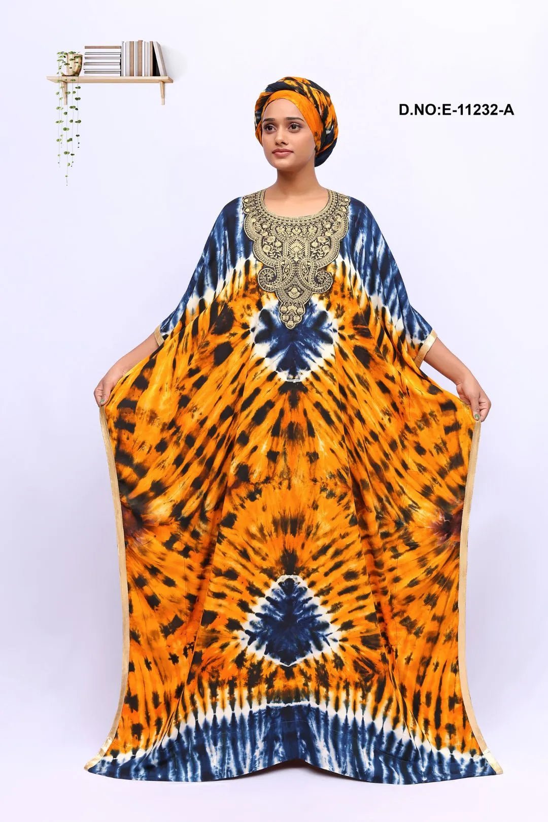 Farasha Kaftan with Gold Embroidery Yoke - غاجي والا إكسبورت Gajiwala Export