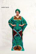 Farasha Kaftan with Graphic Emerald Tie - Dye - غاجي والا إكسبورت Gajiwala Export
