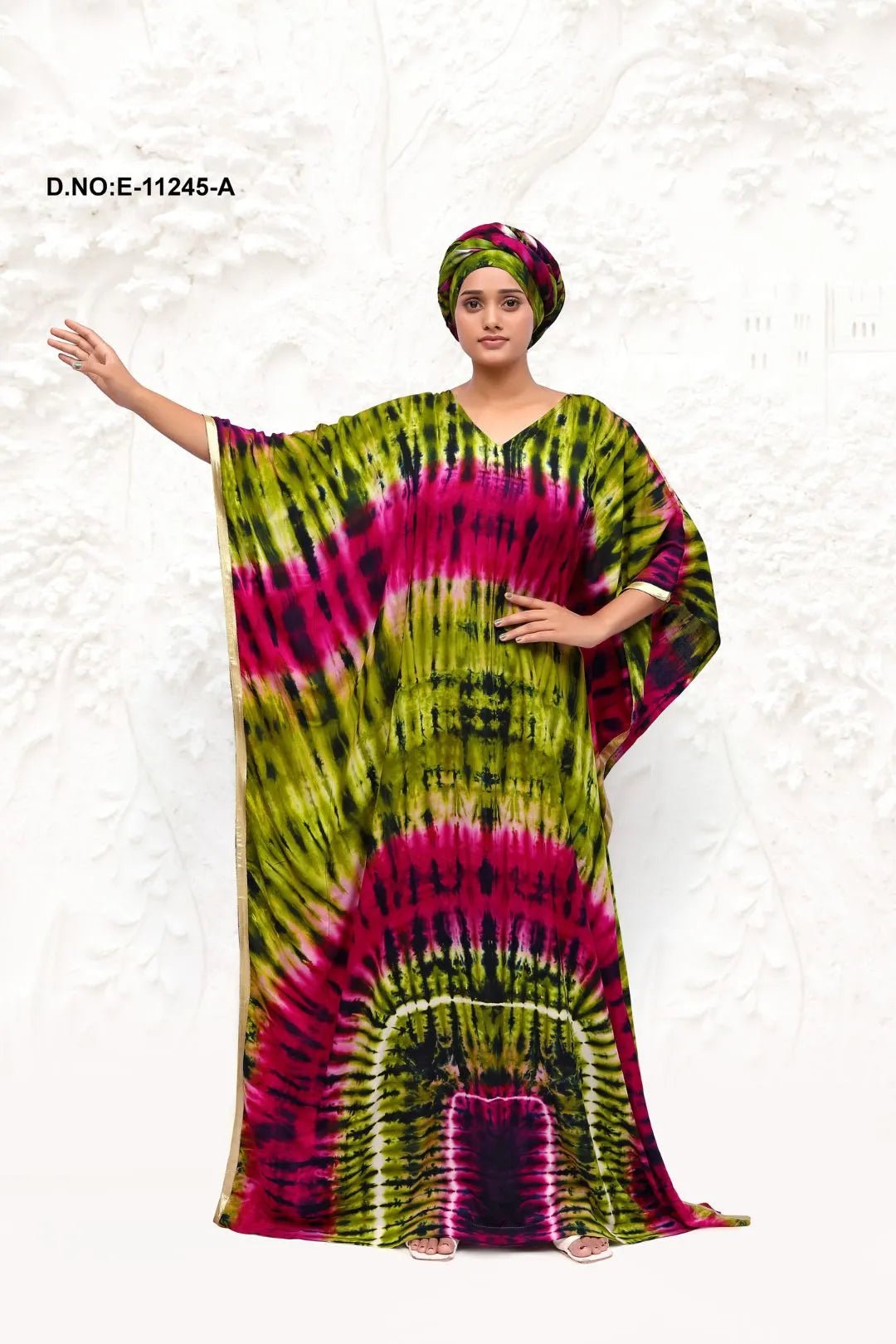 Farasha Kaftan with Vertical Tie - Dye Stripe - غاجي والا إكسبورت Gajiwala Export