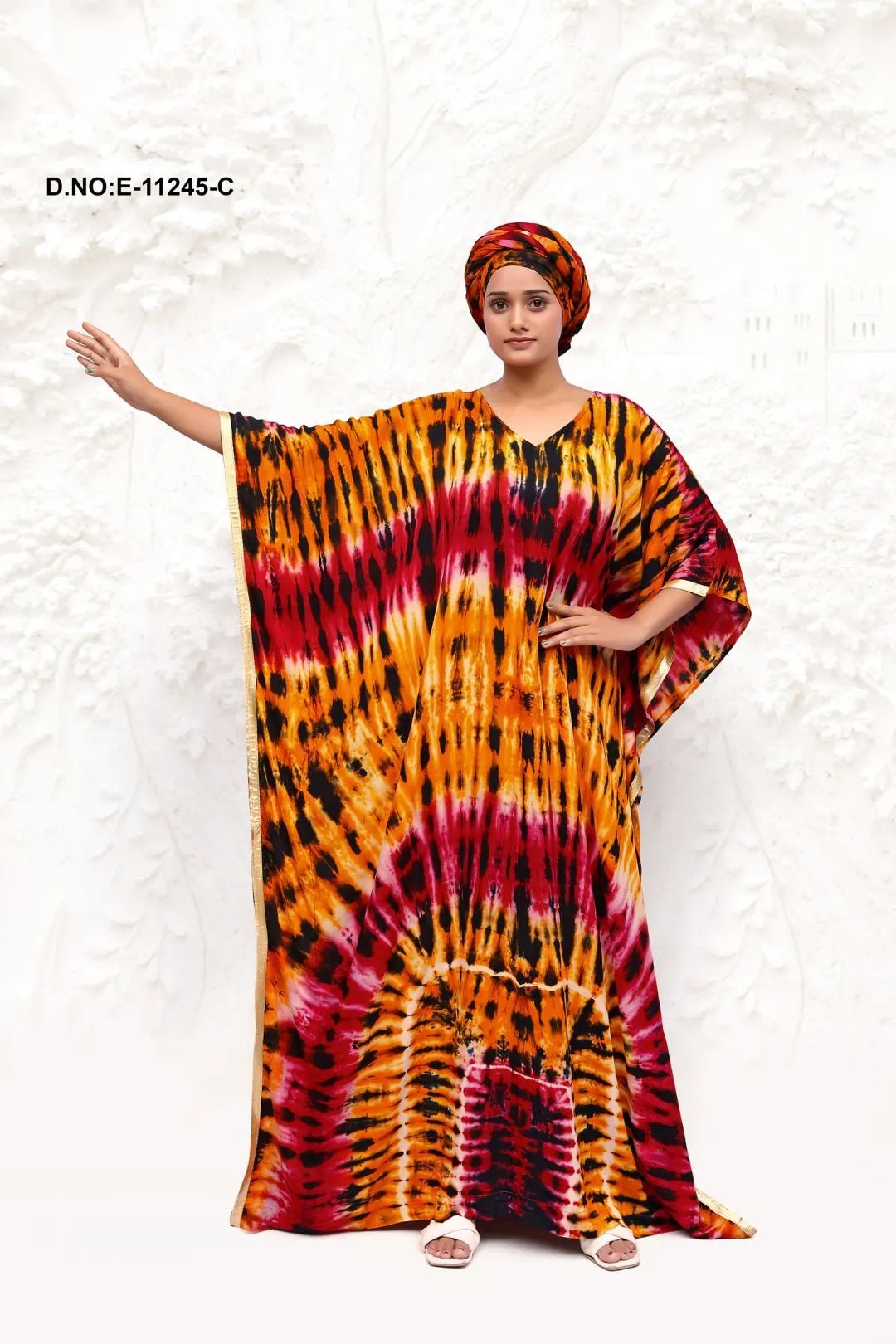 Farasha Kaftan with Vertical Tie - Dye Stripe - غاجي والا إكسبورت Gajiwala Export