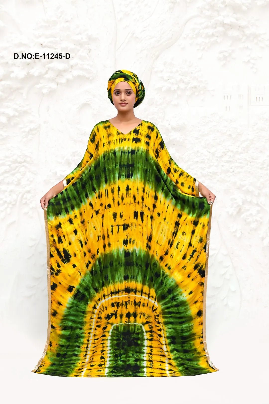 Farasha Kaftan with Vertical Tie - Dye Stripe - غاجي والا إكسبورت Gajiwala Export